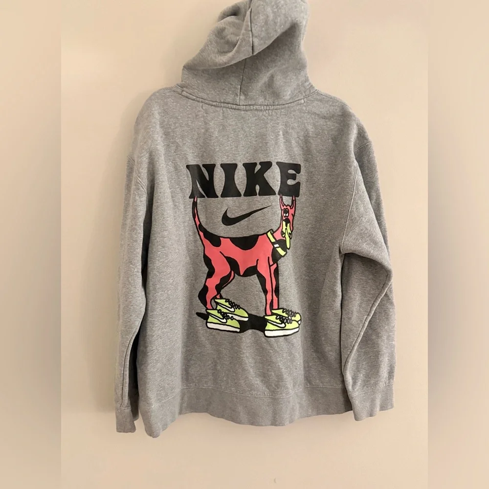 Nike SB Graphic Hoodie XL Gray Cartoon Dog Streetwear Y2K Skate - Picture 5 of 9
